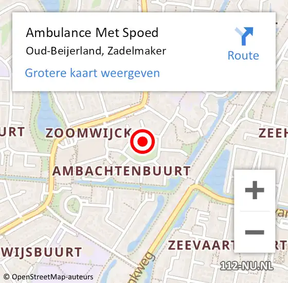 Locatie op kaart van de 112 melding: Ambulance Met Spoed Naar Oud-Beijerland, Zadelmaker op 10 juni 2024 20:14