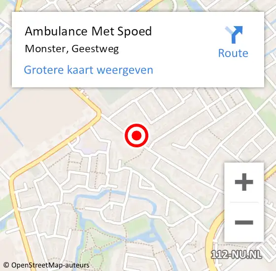 Locatie op kaart van de 112 melding: Ambulance Met Spoed Naar Monster, Geestweg op 10 juni 2024 20:25