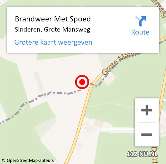 Locatie op kaart van de 112 melding: Brandweer Met Spoed Naar Sinderen, Grote Mansweg op 10 juni 2024 20:35