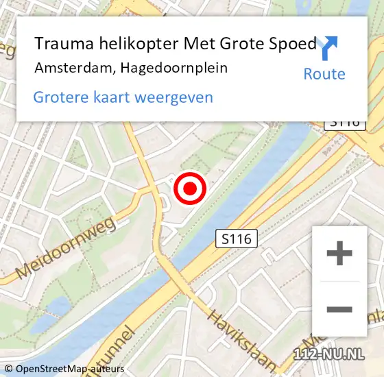 Locatie op kaart van de 112 melding: Trauma helikopter Met Grote Spoed Naar Amsterdam, Hagedoornplein op 10 juni 2024 20:50