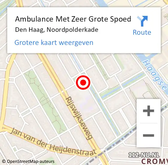 Locatie op kaart van de 112 melding: Ambulance Met Zeer Grote Spoed Naar Den Haag, Noordpolderkade op 10 juni 2024 21:00