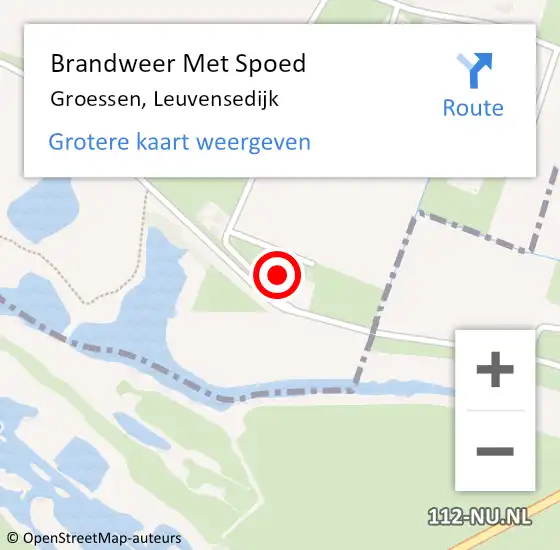 Locatie op kaart van de 112 melding: Brandweer Met Spoed Naar Groessen, Leuvensedijk op 10 juni 2024 21:05