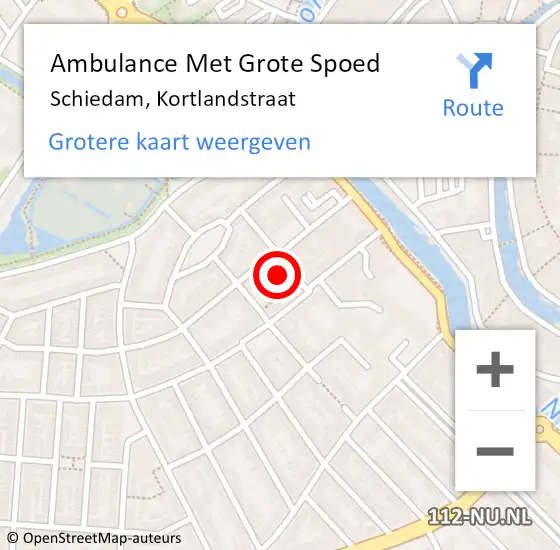 Locatie op kaart van de 112 melding: Ambulance Met Grote Spoed Naar Schiedam, Kortlandstraat op 10 juni 2024 21:23