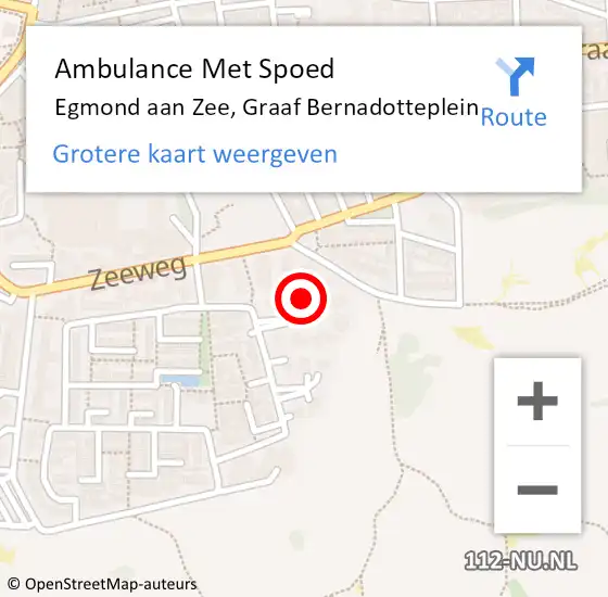 Locatie op kaart van de 112 melding: Ambulance Met Spoed Naar Egmond aan Zee, Graaf Bernadotteplein op 10 juni 2024 21:27