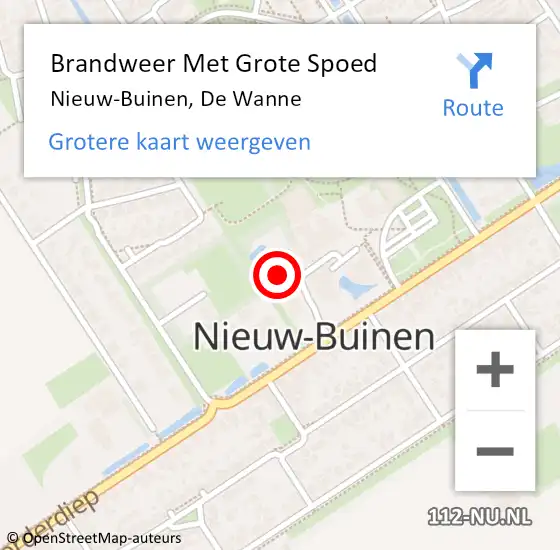 Locatie op kaart van de 112 melding: Brandweer Met Grote Spoed Naar Nieuw-Buinen, De Wanne op 10 juni 2024 21:42