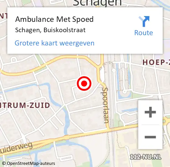 Locatie op kaart van de 112 melding: Ambulance Met Spoed Naar Schagen, Buiskoolstraat op 10 juni 2024 22:32