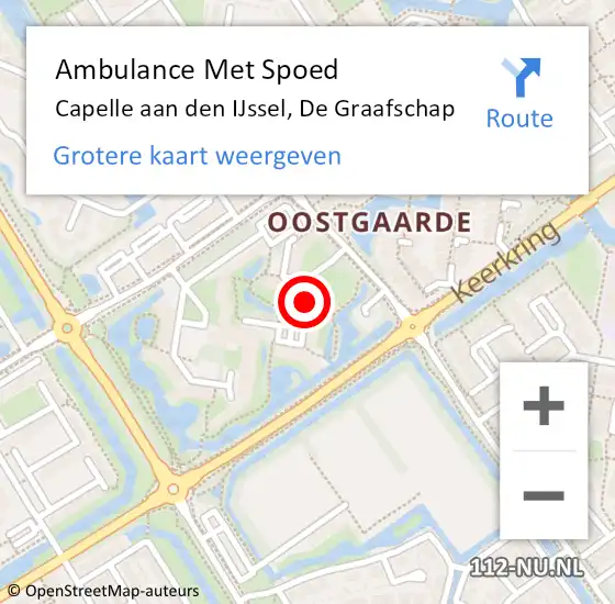 Locatie op kaart van de 112 melding: Ambulance Met Spoed Naar Capelle aan den IJssel, De Graafschap op 10 juni 2024 22:41