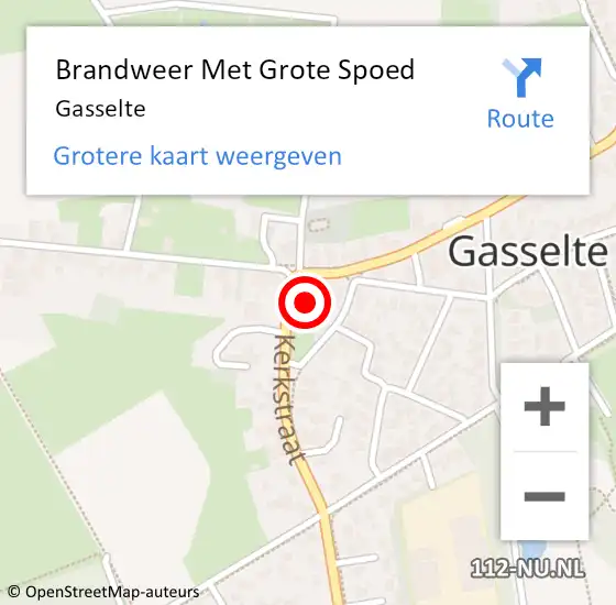 Locatie op kaart van de 112 melding: Brandweer Met Grote Spoed Naar Gasselte op 10 juni 2024 23:00