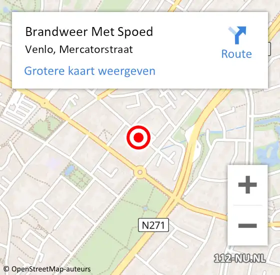 Locatie op kaart van de 112 melding: Brandweer Met Spoed Naar Venlo, Mercatorstraat op 10 juni 2024 23:07