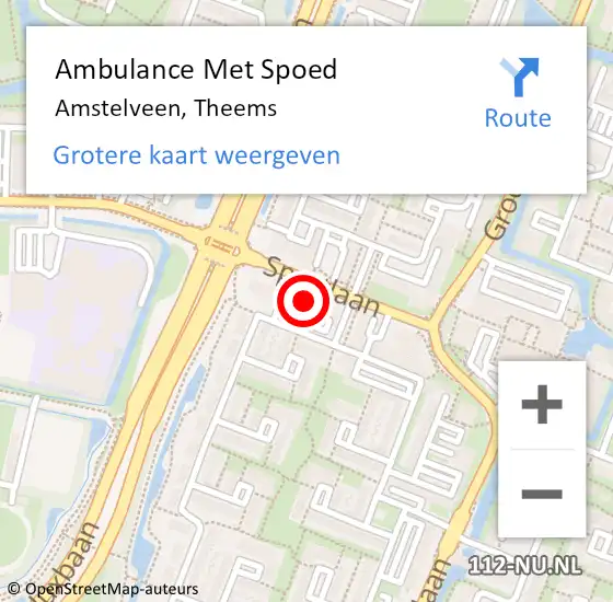 Locatie op kaart van de 112 melding: Ambulance Met Spoed Naar Amstelveen, Theems op 10 juni 2024 23:09