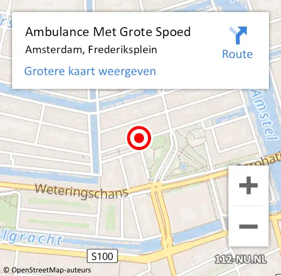 Locatie op kaart van de 112 melding: Ambulance Met Grote Spoed Naar Amsterdam, Frederiksplein op 10 juni 2024 23:09