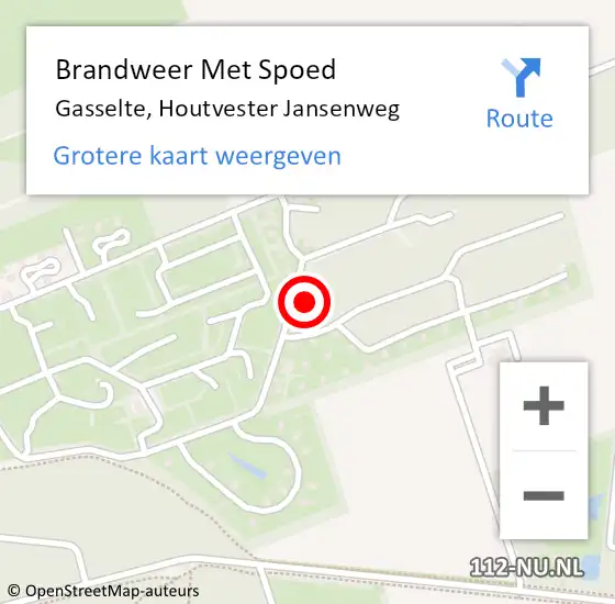 Locatie op kaart van de 112 melding: Brandweer Met Spoed Naar Gasselte, Houtvester Jansenweg op 10 juni 2024 23:53