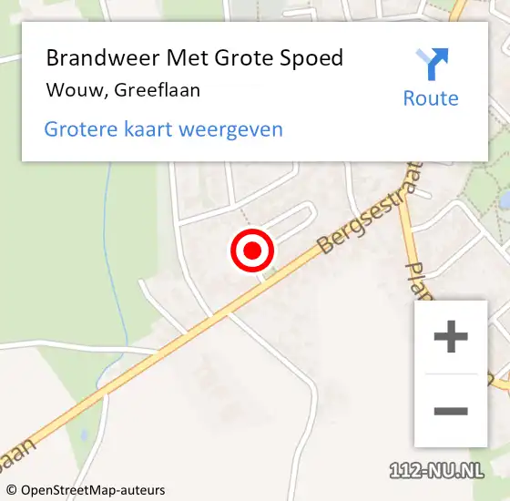 Locatie op kaart van de 112 melding: Brandweer Met Grote Spoed Naar Wouw, Greeflaan op 10 juni 2024 23:55