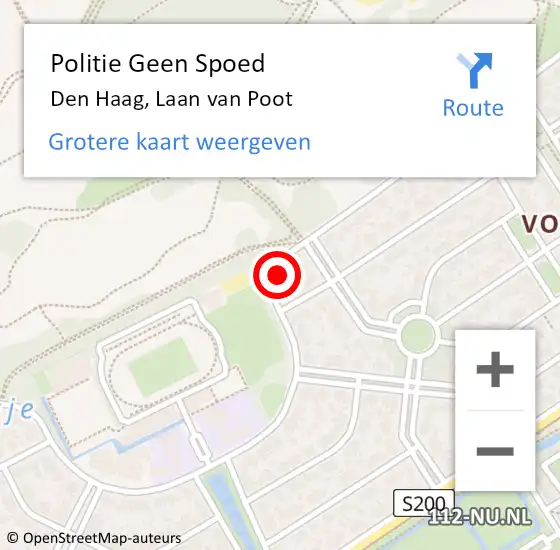 Locatie op kaart van de 112 melding: Politie Geen Spoed Naar Den Haag, Laan van Poot op 11 juni 2024 00:06