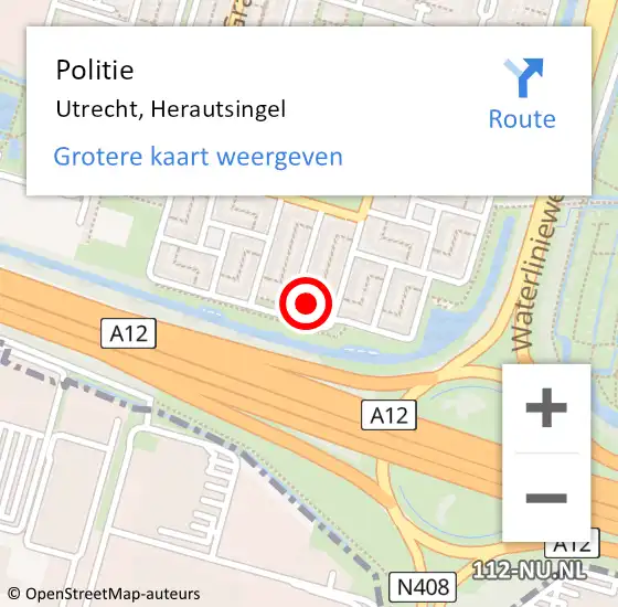 Locatie op kaart van de 112 melding: Politie Utrecht, Herautsingel op 11 juni 2024 00:34