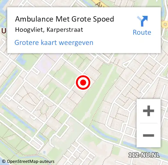 Locatie op kaart van de 112 melding: Ambulance Met Grote Spoed Naar Hoogvliet, Karperstraat op 11 juni 2024 00:36