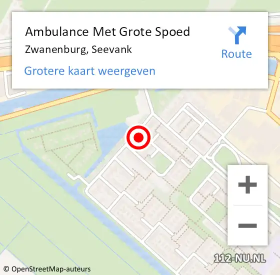 Locatie op kaart van de 112 melding: Ambulance Met Grote Spoed Naar Zwanenburg, Seevank op 11 juni 2024 00:39