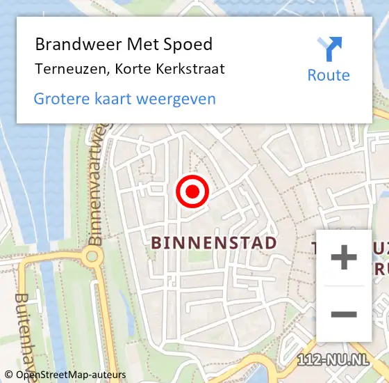 Locatie op kaart van de 112 melding: Brandweer Met Spoed Naar Terneuzen, Korte Kerkstraat op 11 juni 2024 00:46