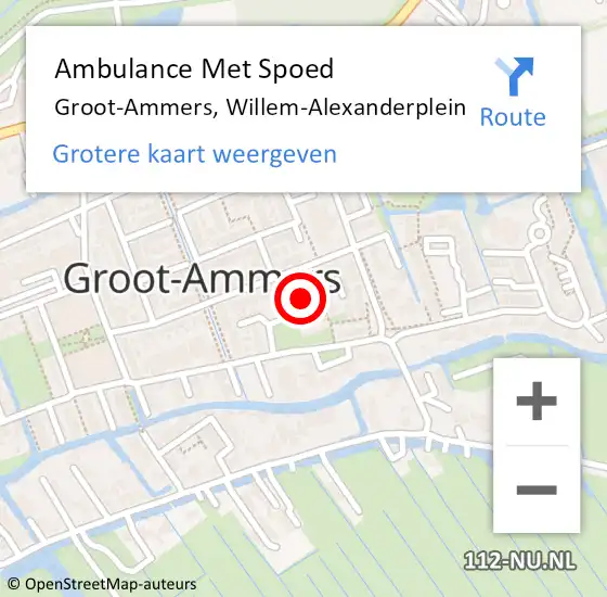 Locatie op kaart van de 112 melding: Ambulance Met Spoed Naar Groot-Ammers, Willem-Alexanderplein op 11 juni 2024 00:59