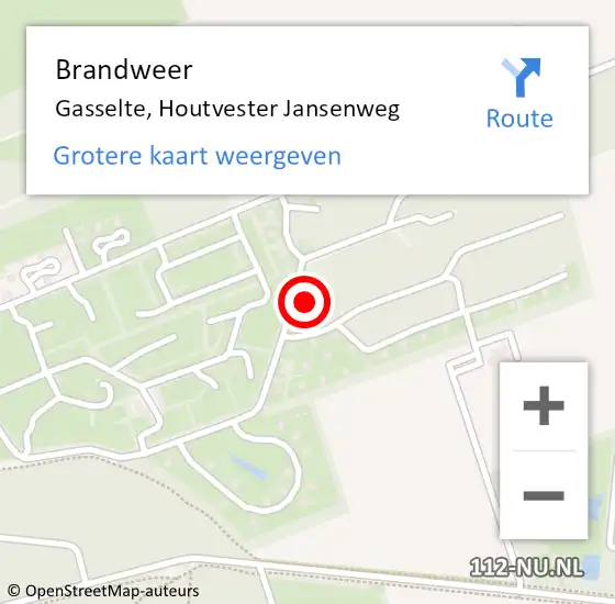 Locatie op kaart van de 112 melding: Brandweer Gasselte, Houtvester Jansenweg op 11 juni 2024 01:14