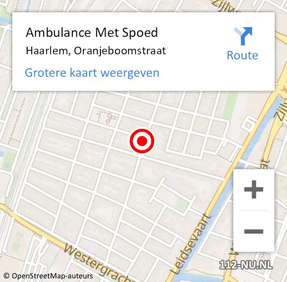 Locatie op kaart van de 112 melding: Ambulance Met Spoed Naar Haarlem, Oranjeboomstraat op 11 juni 2024 01:57