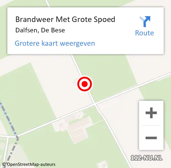 Locatie op kaart van de 112 melding: Brandweer Met Grote Spoed Naar Dalfsen, De Bese op 9 oktober 2014 07:05