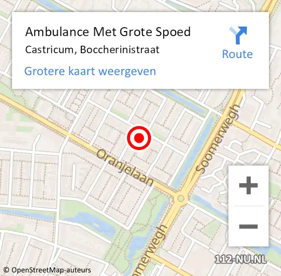 Locatie op kaart van de 112 melding: Ambulance Met Grote Spoed Naar Castricum, Boccherinistraat op 11 juni 2024 03:55