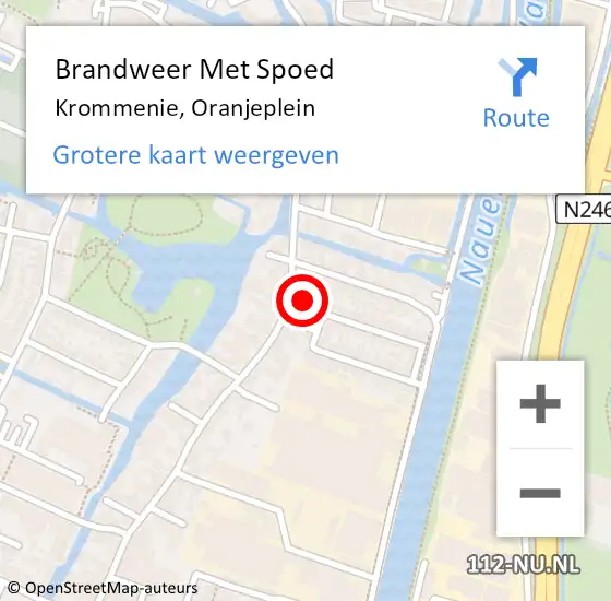 Locatie op kaart van de 112 melding: Brandweer Met Spoed Naar Krommenie, Oranjeplein op 11 juni 2024 04:36