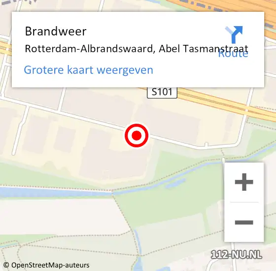 Locatie op kaart van de 112 melding: Brandweer Rotterdam-Albrandswaard, Abel Tasmanstraat op 9 oktober 2014 07:09