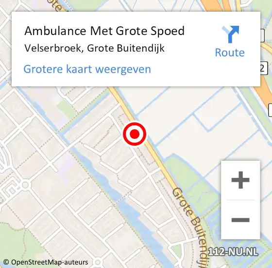 Locatie op kaart van de 112 melding: Ambulance Met Grote Spoed Naar Velserbroek, Grote Buitendijk op 11 juni 2024 05:06