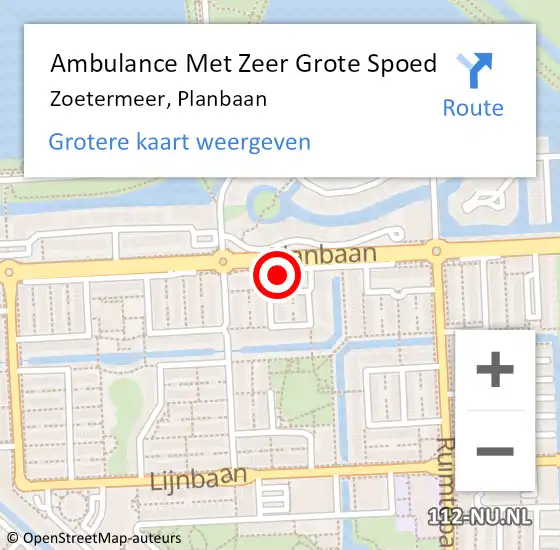 Locatie op kaart van de 112 melding: Ambulance Met Zeer Grote Spoed Naar Zoetermeer, Planbaan op 11 juni 2024 05:23