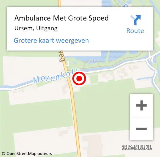 Locatie op kaart van de 112 melding: Ambulance Met Grote Spoed Naar Ursem, Uitgang op 11 juni 2024 05:29