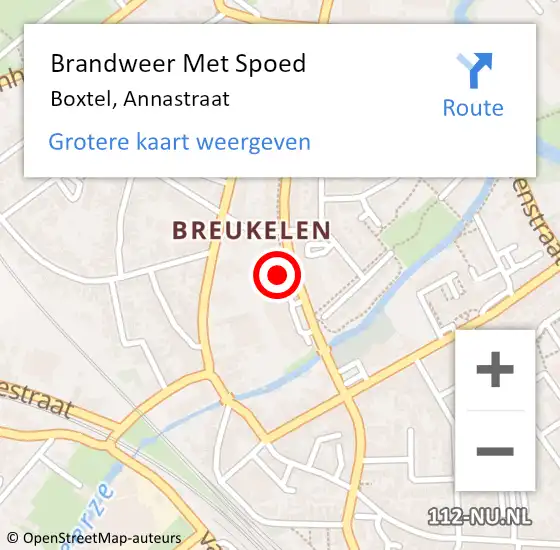 Locatie op kaart van de 112 melding: Brandweer Met Spoed Naar Boxtel, Annastraat op 11 juni 2024 06:13