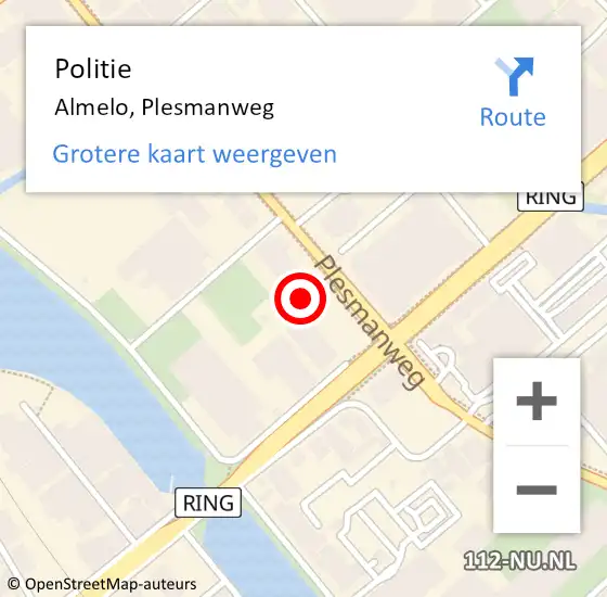 Locatie op kaart van de 112 melding: Politie Almelo, Plesmanweg op 11 juni 2024 06:14