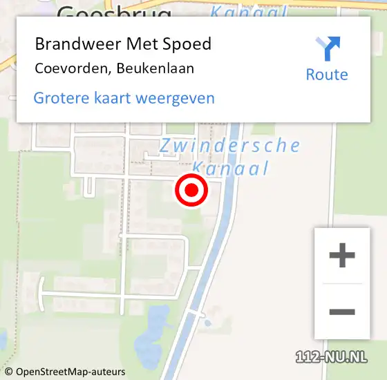 Locatie op kaart van de 112 melding: Brandweer Met Spoed Naar Coevorden, Beukenlaan op 11 juni 2024 06:45