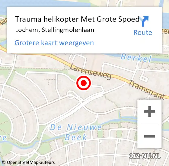 Locatie op kaart van de 112 melding: Trauma helikopter Met Grote Spoed Naar Lochem, Stellingmolenlaan op 11 juni 2024 07:29