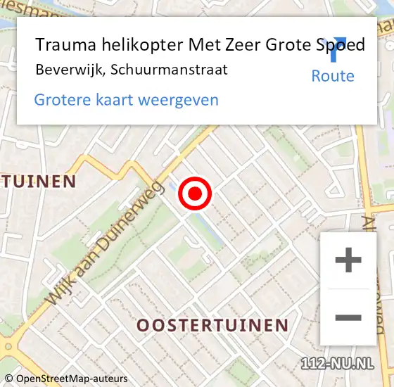 Locatie op kaart van de 112 melding: Trauma helikopter Met Zeer Grote Spoed Naar Beverwijk, Schuurmanstraat op 11 juni 2024 07:38