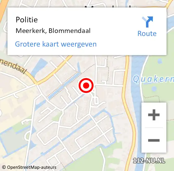 Locatie op kaart van de 112 melding: Politie Meerkerk, Blommendaal op 11 juni 2024 07:45