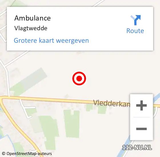 Locatie op kaart van de 112 melding: Ambulance Vlagtwedde op 11 juni 2024 07:46