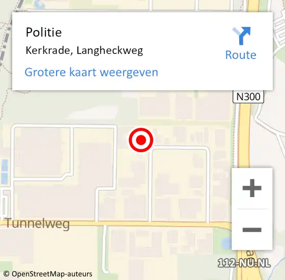 Locatie op kaart van de 112 melding: Politie Kerkrade, Langheckweg op 11 juni 2024 08:28