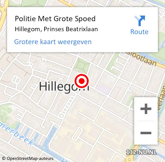 Locatie op kaart van de 112 melding: Politie Met Grote Spoed Naar Hillegom, Prinses Beatrixlaan op 11 juni 2024 08:30