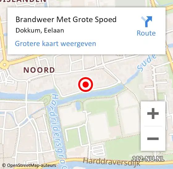 Locatie op kaart van de 112 melding: Brandweer Met Grote Spoed Naar Dokkum, Eelaan op 11 juni 2024 08:32