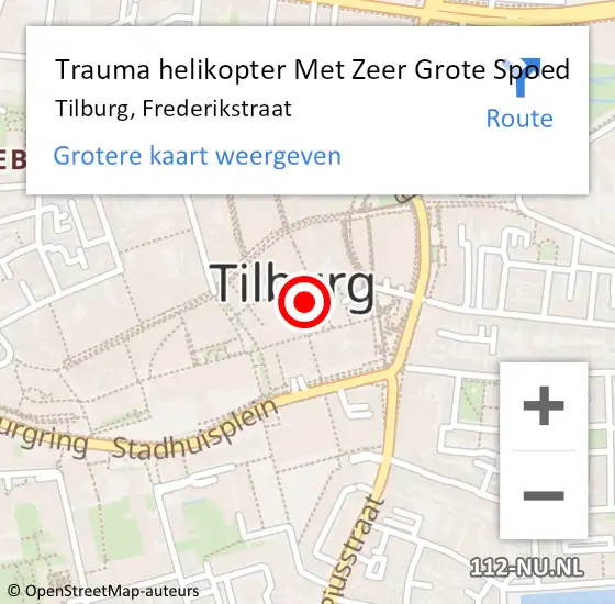 Locatie op kaart van de 112 melding: Trauma helikopter Met Zeer Grote Spoed Naar Tilburg, Frederikstraat op 11 juni 2024 08:42