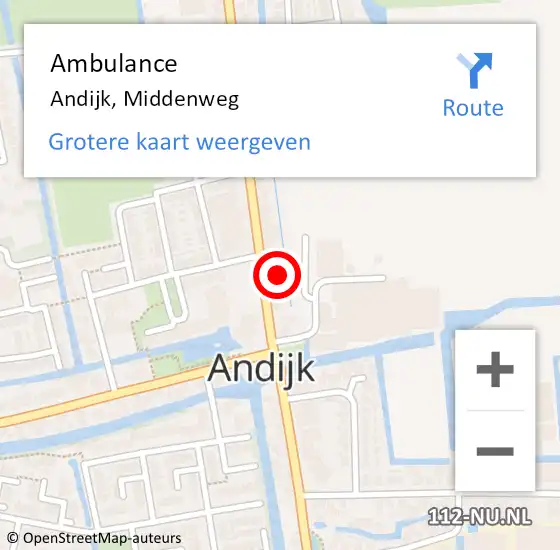 Locatie op kaart van de 112 melding: Ambulance Andijk, Middenweg op 11 juni 2024 08:49