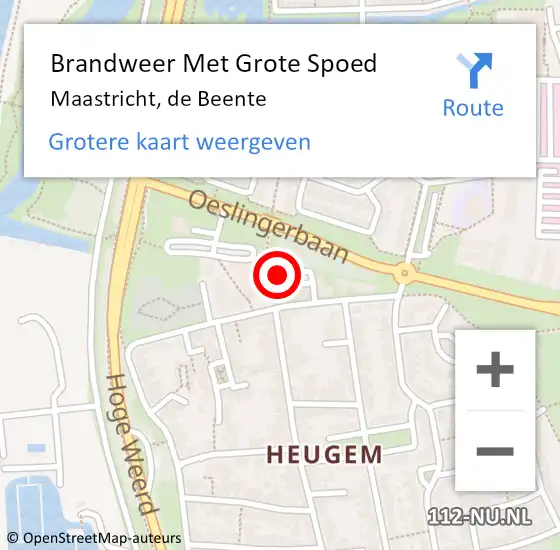 Locatie op kaart van de 112 melding: Brandweer Met Grote Spoed Naar Maastricht, de Beente op 11 juni 2024 08:51