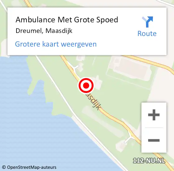 Locatie op kaart van de 112 melding: Ambulance Met Grote Spoed Naar Dreumel, Maasdijk op 9 oktober 2014 07:29