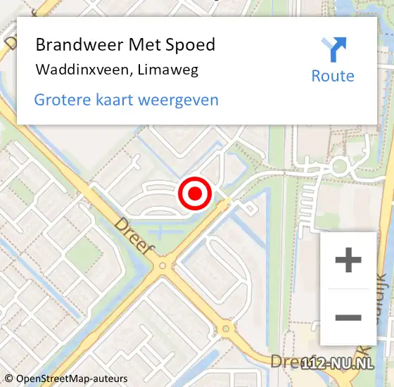 Locatie op kaart van de 112 melding: Brandweer Met Spoed Naar Waddinxveen, Limaweg op 11 juni 2024 08:58
