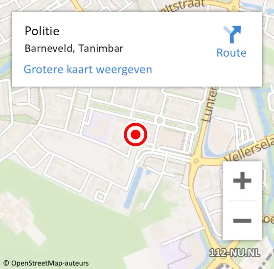 Locatie op kaart van de 112 melding: Politie Barneveld, Tanimbar op 11 juni 2024 09:10