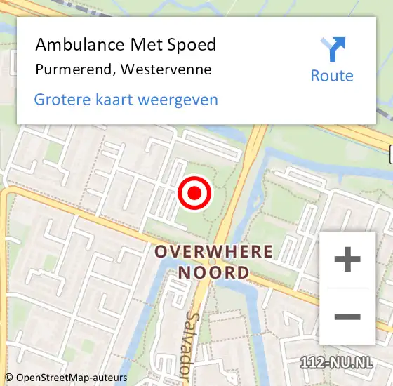 Locatie op kaart van de 112 melding: Ambulance Met Spoed Naar Purmerend, Westervenne op 11 juni 2024 09:25