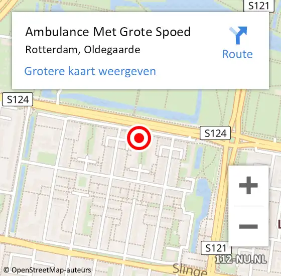 Locatie op kaart van de 112 melding: Ambulance Met Grote Spoed Naar Rotterdam, Oldegaarde op 11 juni 2024 09:32